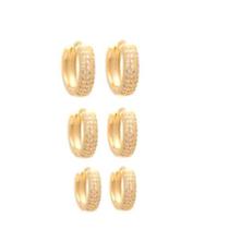 Brinco Kit Com Argolinhas Em Zircônia Banhado Em Ouro 18K