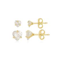 Brinco Kit Coração Zircônia Banhado a Ouro 18k Brinco Kit Coração Zircônia Banhado a Ouro 18k