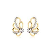 Brinco Laço Hastes Cravejadas Folheado A Ouro