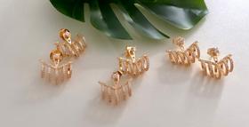 Brinco leque aberto com zircônia