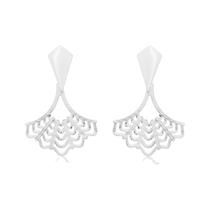 Brinco Leque Detalhado Banhado a Prata 925