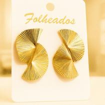 Brinco Leque Duplo Folheado a Ouro