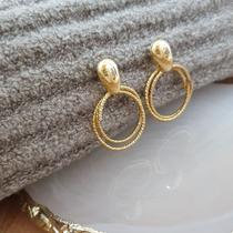 Brinco Leticia Semijóia Banhado a Ouro Tendência Moderno