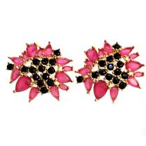 Brinco Lindo Chique Para Formaturas Preto Dourado E Rosa Para Festas