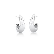 Brinco Liso Anzol Meia Argola Banho de Ródio