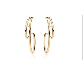 Brinco Liso Duplo - Ouro 18K