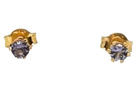 Brinco Lonely Four Solitário Cristal Lilas Folheado Ouro 18K