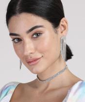 Brinco longo de strass Brinco longo de strass