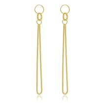 Brinco Longo Liso Banhado A Ouro 18K