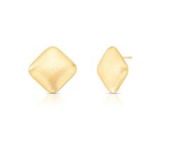 Brinco Losango Abaulado Acetinado Banhado a Ouro - 2,6 cm - 10 g Brinco Losango Abaulado Acetinado Banhado a Ouro - 2,6 cm - 10 g