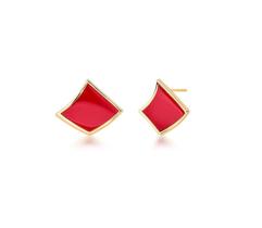 Brinco Losango Cherry Esmaltado Banhado a Ouro - Joia Elegante Brinco Losango Cherry Esmaltado Banhado a Ouro - Joia Elegante