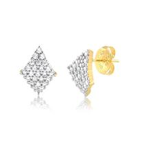 Brinco Losango Com Pedras De Zircônia Folheado A Ouro Brinco Losango Com Pedras De Zircônia Folheado A Ouro