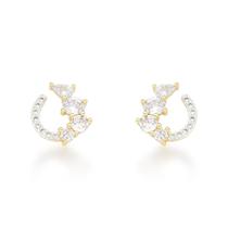 Brinco Lua cravejado com Zircônios Banhado a Ouro 18k Brinco Lua cravejado com Zircônios Banhado a Ouro 18k