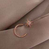 Brinco Lua Estrela Brilho Dourado Strass Par U0922 Brinco Lua Estrela Brilho Dourado Strass Par U0922