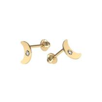 Brinco Lua Estrelada Zircônia Ouro 18K K065 21267 Brinco Lua Estrelada Zircônia Ouro 18K K065 21267