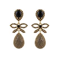 Brinco Luxury Laço Zircônia Negra Banhado a Ouro Brinco Luxury Laço Zircônia Negra Banhado a Ouro