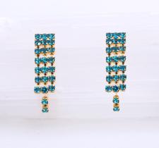 Brinco Malha de Zircônias Azuis Banhado em Ouro 18K Brinco Malha de Zircônias Azuis Banhado em Ouro 18K