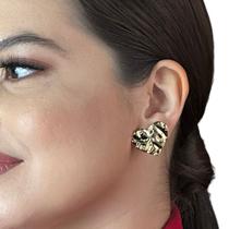 Brinco Martelado de Coração Banhado a Ouro 18 K Brinco Martelado de Coração Banhado a Ouro 18 K