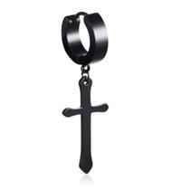 Brinco Masculino Argola Cruz Preto Pingente mini - 1 PEÇA Brinco Masculino Argola Cruz Preto Pingente mini - 1 PEÇA
