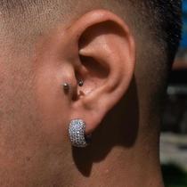 Brinco Masculino Argola Ice Cravejado Zirconia Banhado a Prata 925 Brinco Masculino Argola Ice Cravejado Zirconia Banhado a Prata 925