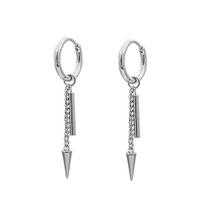 Brinco masculino de argola Com Correntinha em aço inox Prata Prateada Cone funk fake