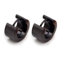 Brinco Masculino De Argola Preto Grossa Liso - 6mm de Largura - PAR