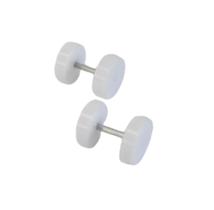 Brinco Masculino Falso Alargador de Aço Inox Branco Redondo PAR