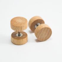 Brinco Masculino Falso Alargador de Madeira e Aço 10mm - PAR Brinco Masculino Falso Alargador de Madeira e Aço 10mm - PAR