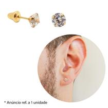 Brinco Masculino Ouro 18k Jogador Zircônia 4mm 1 Unidade