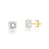 Brinco Masculino Pedra De Zircônia 8mm Banho De Ouro 18k