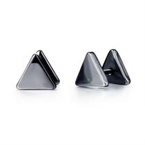 Brinco Masculino Triângulo - Preto e Prata - PAR - Silver