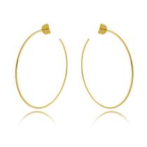 Brinco Maxi argola grande aro liso banhada a ouro 18K
