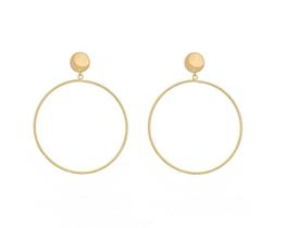 Brinco maxi base de esfera lisa banhado a ouro - joia de moda