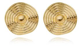 Brinco Maya Disco Ondulado Grande Banhado em Ouro 18k Brinco Maya Disco Ondulado Grande Banhado em Ouro 18k