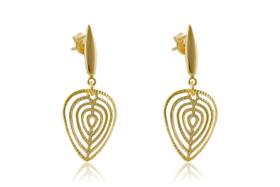 Brinco Médio Com Fio E Coração Com Vários Vados Folheado Brinco Médio Com Fio E Coração Com Vários Vados Folheado