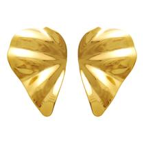 Brinco Médio de Pétala Tendência Fino Leve Orgânico Folheado em Ouro 18k Softjoias Brinco Médio de Pétala Tendência Fino Leve Orgânico Folheado em Ouro 18k Softjoias