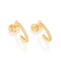 Brinco meia argola banhado a ouro 18k com zircônias COD. 5265110006 Brinco meia argola banhado a ouro 18k com zircônias COD. 5265110006