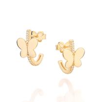 Brinco meia argola borboleta banhado a ouro 527507