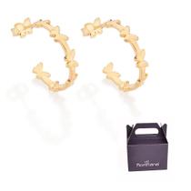Brinco Meia Argola Borboletas Banhado a Ouro Rommanel 527374