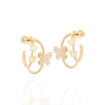 Brinco Meia Argola Borboletas Com Zircônias Rommanel 527184