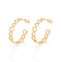 Brinco meia argola círculos banhado a ouro 527427 Rommanel Brinco meia argola círculos banhado a ouro 527427 Rommanel