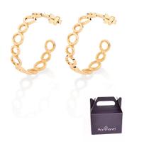 Brinco Meia Argola Círculos Banhado à Ouro Rommanel 527427 Brinco Meia Argola Círculos Banhado à Ouro Rommanel 527427