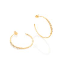 BRINCO MEIA ARGOLA COM 20 CRISTAIS (PAR).MED. 3,5 CM Brinco feminino folheado a ouro 18k joia antialérgica presente feminino mulheres