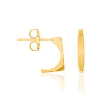 BRINCO MEIA ARGOLA COM FORMATO RETANGULAR.MED 0,9 MM Brinco feminino folheado a ouro 18k joia antialérgica presente feminino mulheres