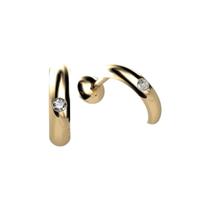 Brinco meia argola com pedra ouro 18k fs301k077k096