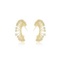 Brinco Meia Argola Com Zircônias Cristais Brinco Meia Argola Com Zircônias Cristais