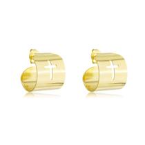 Brinco Meia Argola Cruz Crucifixo Banhado a Ouro 18k Brinco Meia Argola Cruz Crucifixo Banhado a Ouro 18k