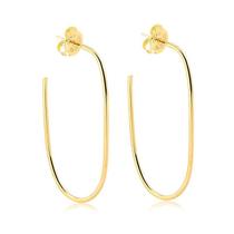 Brinco Meia Argola Fio 5cm Altura Folheada A Ouro