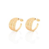 Brinco meia argola folheado a ouro 527079 Rommanel Brinco meia argola folheado a ouro 527079 Rommanel