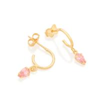 Brinco meia argola folheado a ouro com zircônias Cód. 526514 Coleção Simone e Simaria Brinco meia argola folheado a ouro com zircônias Cód. 526514 Coleção Simone e Simaria